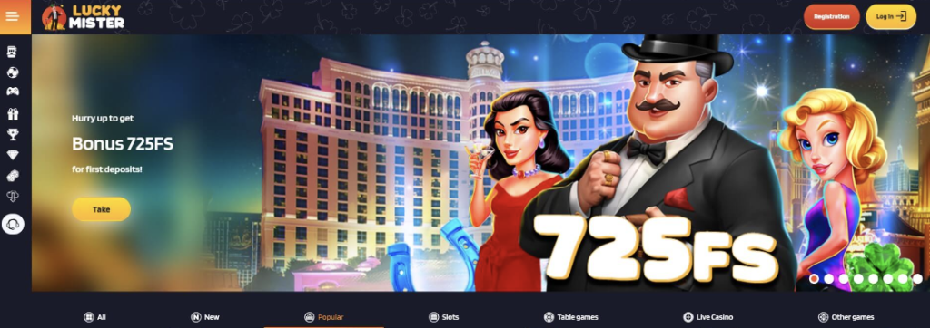 image of lucky mister casino website