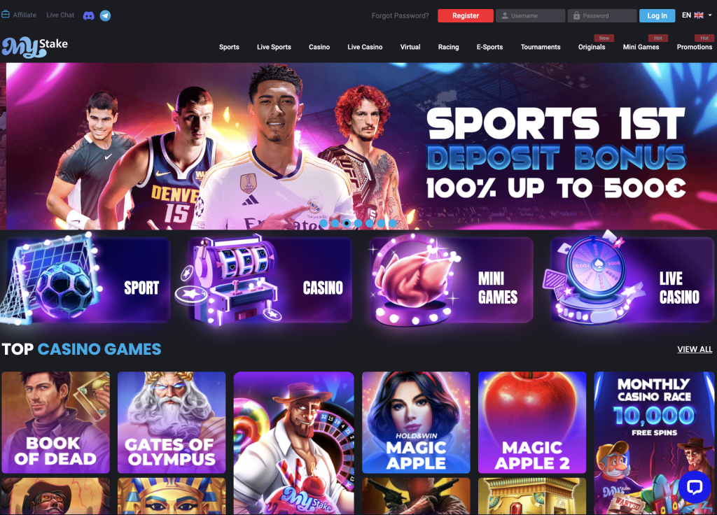 Image of MyStake casino website